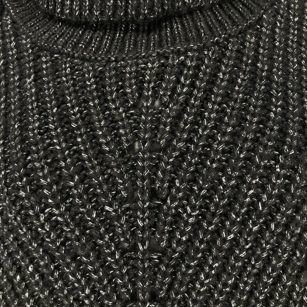Time & Tru Womens Cowl Neck Sweater Black Heathered Longline Relaxed Fit Casual - Picture 3 of 12